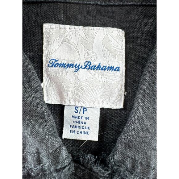 Tommy Bahama Two Palms Linen Button Front Jacket S Black Raw Edge Cropped - Picture 3 of 8